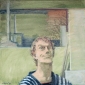 Self-portrait in dressing gown. 1995 45x45 cm.