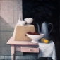 Table with bowl and coffee-pot. 80x80 cm.