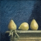 Three pears on cupboard. 40x40 cm.