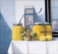 Canisters and apple. 60x65 cm.