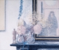 Droogbloemen en spiegelbeeld. 60x70 cm.